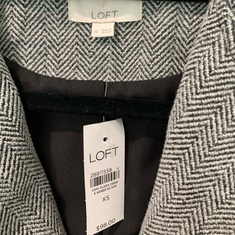 Loft XS grey tweed moto-style jacket/blazer